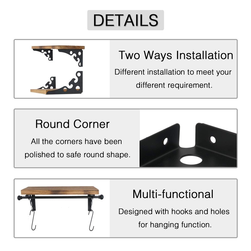 OVOV Decorative Wall Brackets 4 Pack Floating Shelf Brackets 6inch