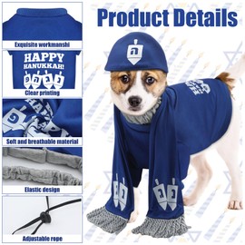 Paterr 3 Pieces Hanukkah Dog Costume Chanukah Pet Costume Dreidel Pattern Yarmulke Tallis Dog Scarf Happy Hanukkah Hoodies for Chanukah Christmas Puppy Pets Holiday Decoration(Small)