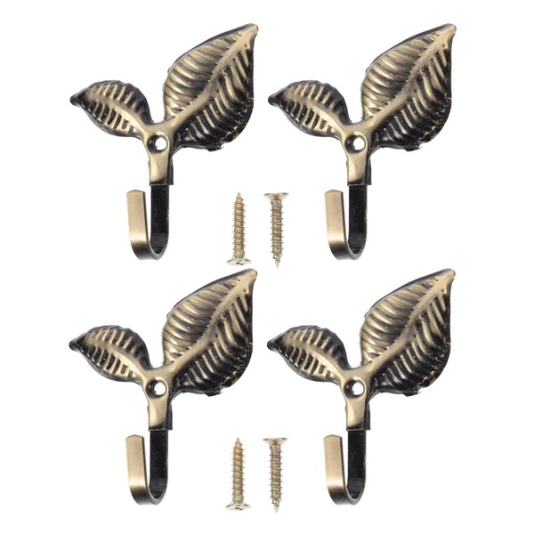 FOMIYES Brass Coat Hooks, Coat Rack Hooks, Iron Leaves Hook,