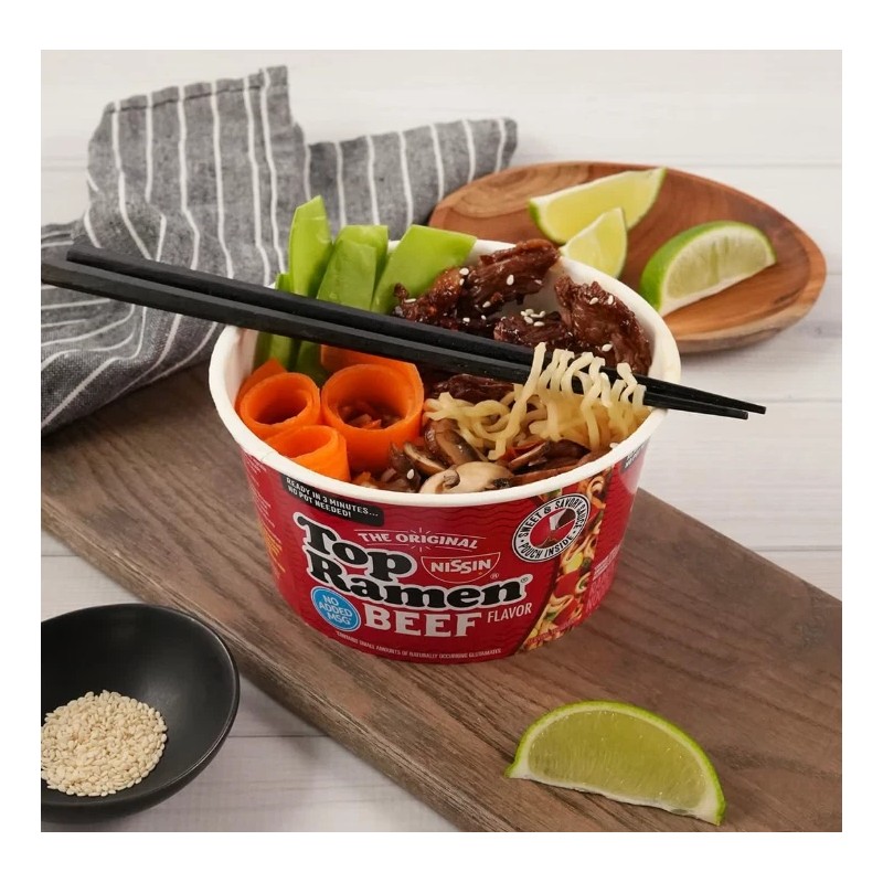 Nissin Top Ramen Bowl Ramen Noodle Soup, Beef, 3.28 Ounce