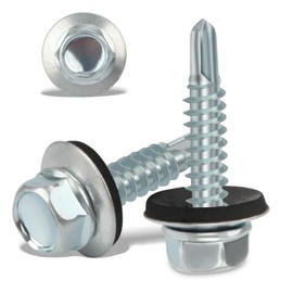 120PCS Roofing Screws with Rubber Washers 5.5x25mm Hex Head Self Tapping Screws Tech Screw for Metal Zinc Plated Corrugated Roofing Cladding Steel Screw for Tin Roof