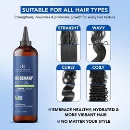 Botanic Hearth Hair Oil for Hair Growth | Rosemary Oil for Hair Growth with Biotin, Castor & Jojoba | Hair Relaxers & Dry Scalp Treatment | Color Safe | All Hair Types | 6.7 Fl Oz