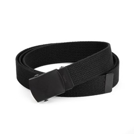 Hold’Em Military Canvas Webbing Belts for MEN’S Black Slider Buckle Heavy Duty Adjustable -Black