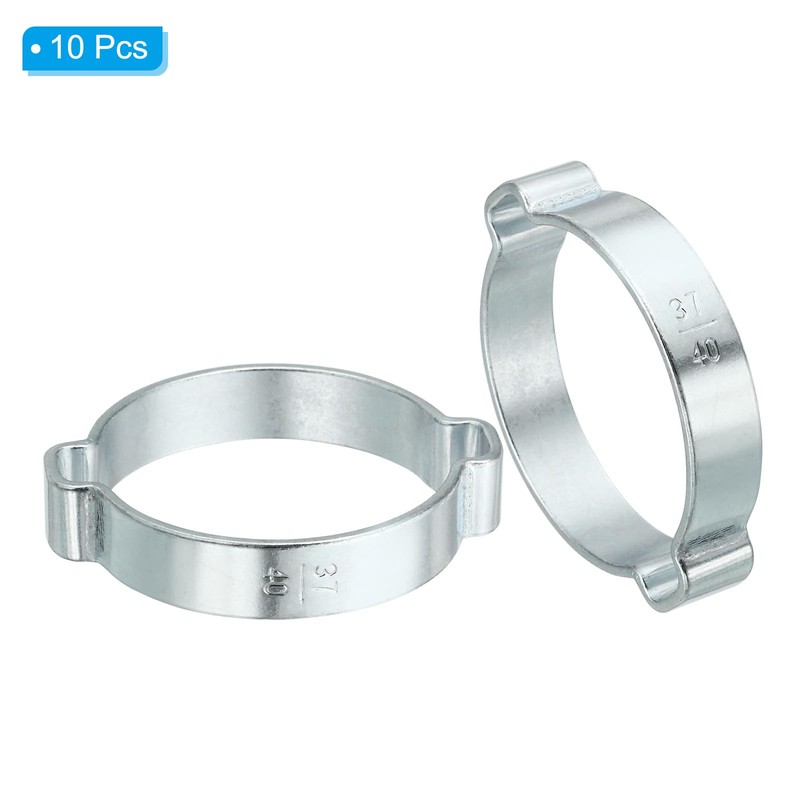 PATIKIL 10 Pack 37-40mm Double Ear Hose Clamp, Galvanized Steel