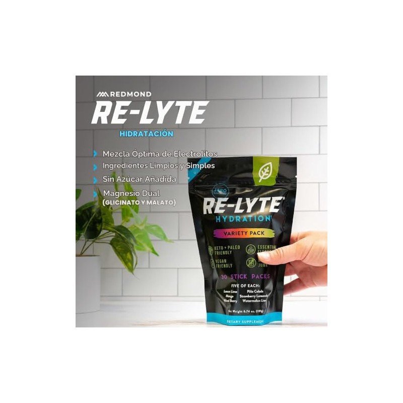 REDMOND- Mezcla de Electrolitos de Hidratación ReLyte, Paquete Variado, 30
