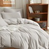 YASMENG Half-Linen Bed Linen, 135 x 200 cm, Light Grey,