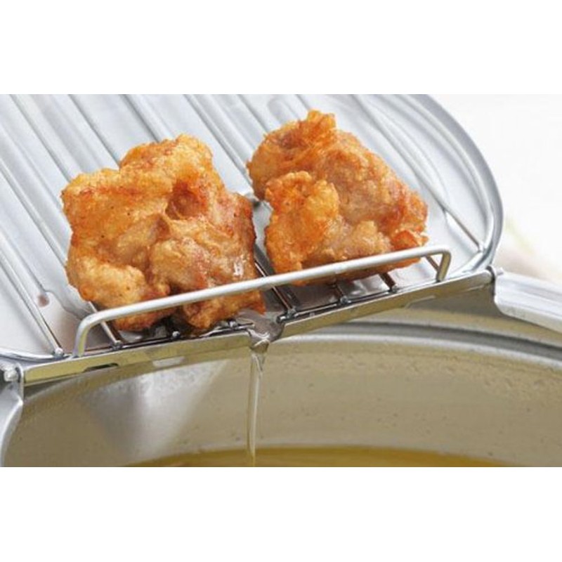 Yoshikawa Ajirakutei II SJ1024 Tempura Pot with Lid, Silver, 7.9