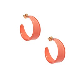 ZENZII Georgia Lightweight Chunky Open Hoop Resin Earrings with Butterfly Clasp for Women and Girls (Coral)