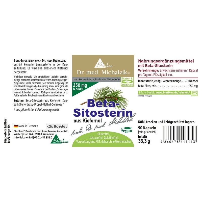 Beta sitosterol – 90 vegan capsules – 250 mg high
