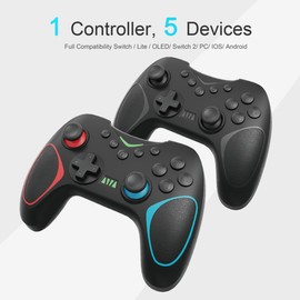 Playnex Wireless Switch Controller 2 PACK for Switch/Switch Lite/OLED/Switch 2/PC Gamepad with Hall Effect Joystick, Back Buttons, Motion Control, Turbo, RGB Lights, Dual Vibration, Wake-Up, Ergonomic Design