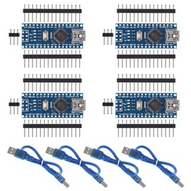 4PCS Mini Nano V3.0 ATmega328P 5V 16M Mini USB Microcontroller Board with 4xUSB Cable Compatible with Arduino Nano V3.0