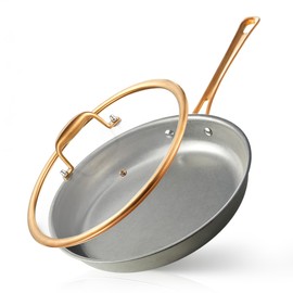 KOKHUB 11 Inch Tri-Ply Stainless Steel Pan, Retro Skillet with Tempered Glass Lid, PFOA/PTFE/PFAS Free Cooking Pan, Non Toxic Cookware, Oven Safe, Dishwasher Friendly, Induction Compatible