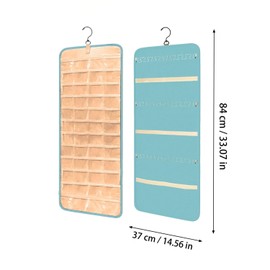 QIUPFGUT Hanging Jewellery Organiser, Dressing Table, Wardrobe Jewellery Storage, Jewellery Organiser Hanging, Hanging Earrings Storage Bags, Storage Roll with Hanger (Blue)