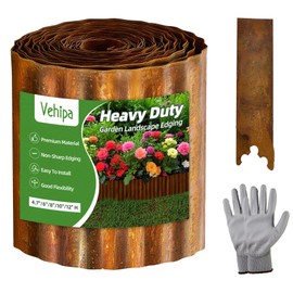 Vehipa Corrugated Landscape Edging, 6" x 60 Ft Metal Garden Edging for Lawn Landscaping, Sturdy Flower Bed Edging Border Garden Border for Landscaping, Garden Bed, Lawn (Rusty)
