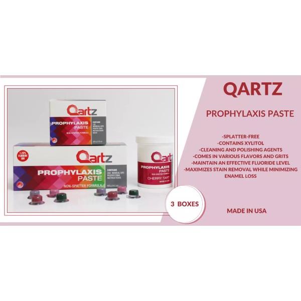 QARTZ PROPHY PASTE CUPS BUBBLE GUM FINE 200/BOX DENTAL W/FLOURIDE
