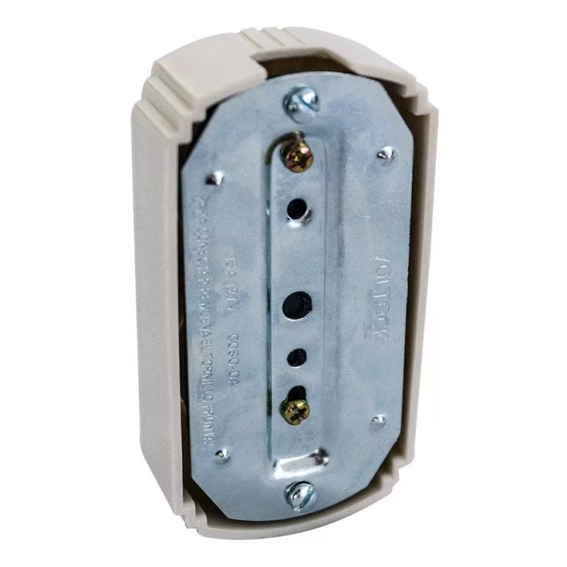 Volteck Contacto Doble Sobreponer Aterrizado Economica Voltech 46103 Color Blanco
