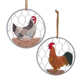 Kurt Adler Chicken On Wire Ornaments 2 Assorted