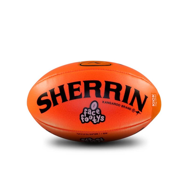 Sherrin Face Footys Super Soft Touch Football, Orange, Size 2