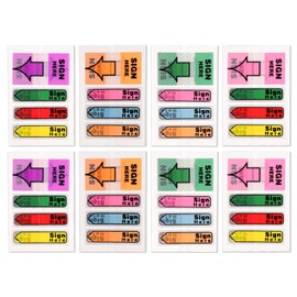 800pcs/8 Packs Sign Here Stickers, Sign Here Page Tabs Arrow Labels Stickers Adhesive Sign Here Note Book Flags Sticky Signature Tabs for Documents Notebooks Home Office School Supplies (Orange 4)