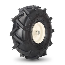 11x4.00-4" Tiller Tire and Wheel, 3/4" Axle Size, 3-1/8" Centered Hub, Compatible with Craftsman & Troy-Bilt Tiller Tubeless Tire Replacement, 1 Pack