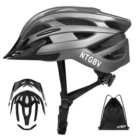 NTGBV Adult Bike Helmet for Men/Women with Helmet Bag 2 Removable Moisture-Wicking Liners & Visors Lightweight Shockproof Adjustable Design CPSC 1203 & EN 1078 Safety Certified for Road/Commute/MTB