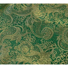 wowfabric4less123 Green Gold Paisley Metallic Brocade Fabric 60” Width Sold By The Yard