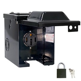 RVPNR RV/EV 50 Amp 125/250 Volt Power Outlet Box, Waterproof Lockable Enclosed Power Panel, 14-50R Receptacle, for RV Camper Travel Trailer Electric Car Generator (RVPNR588F, Black)