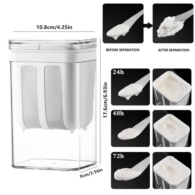ETOFIXEE Greek Yoghurt Strainer, Yoghurt Strainer with Lid, 1100 ml