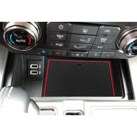 Xtreme TruX For 15-20 Ford F150 Non Slip Cup Holder Center Console Red Mat Liners Set 28pc.