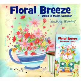 Floral Breeze - 2024 12-Month Wall Calendar + Pocket Planner (Pack of 2)