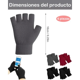 4 Pares De Guantes Sin Dedos Hombre y Mujer, Guantes Sin Dedos, Poliéster Elástico, Talla Única, Ideales para Ciclismo, Uso De Smartphones y Actividades Al Aire Libre En Climas Fríos