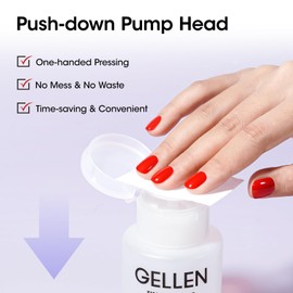 Gellen Nail Polish Remover, Non Acetone Nail Polish Remover for Quick Dry Nail Polishes, Gentle Fingernail Polish Remover, Ultra-Powerful Nail Polish Remover with Easy Push-down Pump, 6.34 Fl Oz