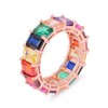GNOCE Ring Damen Bunte Steine Roségold Frauen Bandringe Regenbogen Baguette