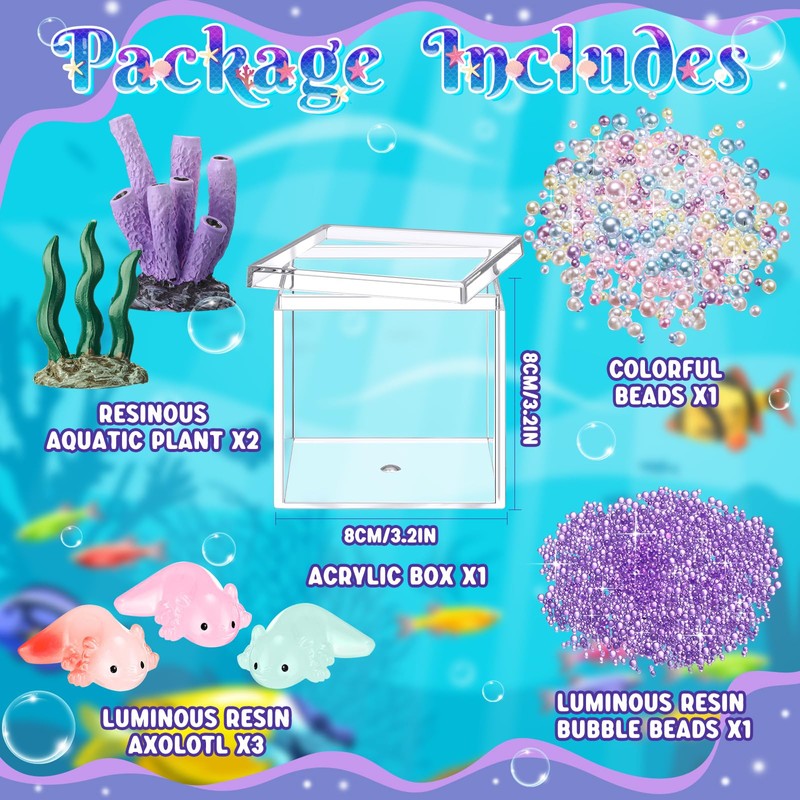 Vertintong Axolotl DIY Tank Axolotl Craft with 3 Pcs Mini