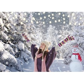Winter Backdrop Backdrop White Winter Forest Wonderland Snowflake Photography Background for Christmas New Year Event Party Decorations Banner Holiday Photo Background (7x5FT（210x150cm）)