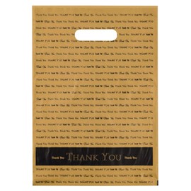 9x12 Gold "Thank You" Die Cut Handle Plastic Bags 50/cs - Bags Direct Brand