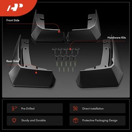 A-Premium Protector contra salpicaduras compatible con Mustang Mach-E 2021-2022, color negro, juego de 4