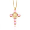 evoklo Chunky Cross Necklace Virgin Mary Necklace Cubic Zirconia Crystal