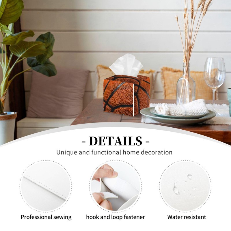 Edafol Retro Basketball Texture Tissue Box Cover Square PU Leather