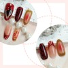 24Pcs Gold French Tip Press on Nails Medium Almond Fake
