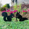 Artistic Rabbit Metal Statue 2D Rabbit Animal Figurine Stakes Outdoor