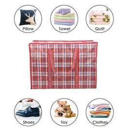 DATOFLY Pack of 2 Clothes Bags, Large Shopping Bags, Storage Bag, Jumbo Bags with Zip for Moving Bedding, Clothing, Blankets, Pillows, Quilt (Red, 70 cm x 50 cm x 25 cm)