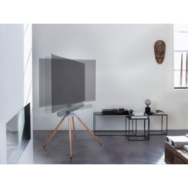 One For All Free-Standing Swivel Quadpod Universal TV Stand, Walnut & Silver Color, WM7475