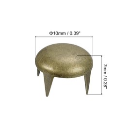 sourcing map Pack of 100 10 mm Brown Round Dome Rivets Metal Claw Beads Nail Head Rivets Spike Rivets Punk Rock DIY for Leather Crafts Clothing Belt Bag Shoe Bracelet Accessories