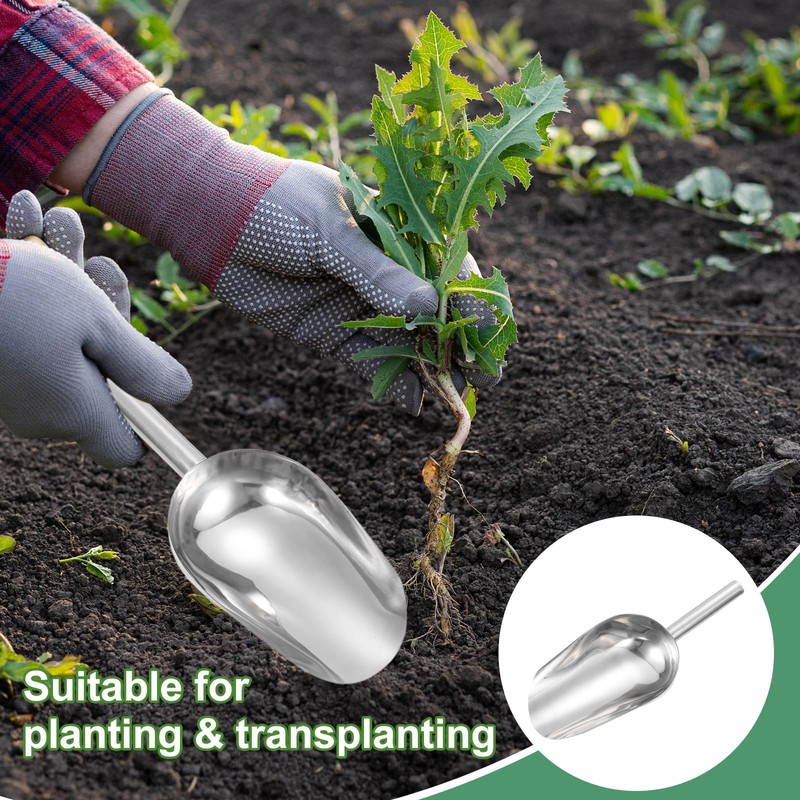 HARFINGTON Garden Soil Scoop 10.63 x 4.72 Stainless Steel Hand
