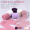 URROMA Chiffon Ribbons, 6 Rolls Pink-Purple Series Silk Ribbon Mixed