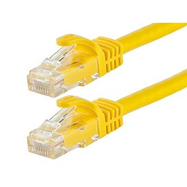 Monoprice Flexboot Cat5e Ethernet Patch Cable - Network Internet Cord - RJ45, Stranded, 350Mhz, UTP, Pure Bare Copper Wire, 24AWG, 0.5ft, Yellow