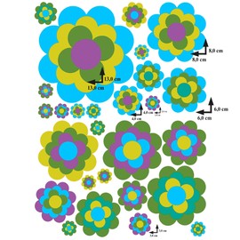 GamesMonkey Autoaufkleber Blumen G?nseblmchen Prilblumen Tuning - 27/54/108 Stck - Lustige Karosserie Motorrad Fahrradhelm Glasaufkleber (Medium, 27 Stcke, Farbe 014)