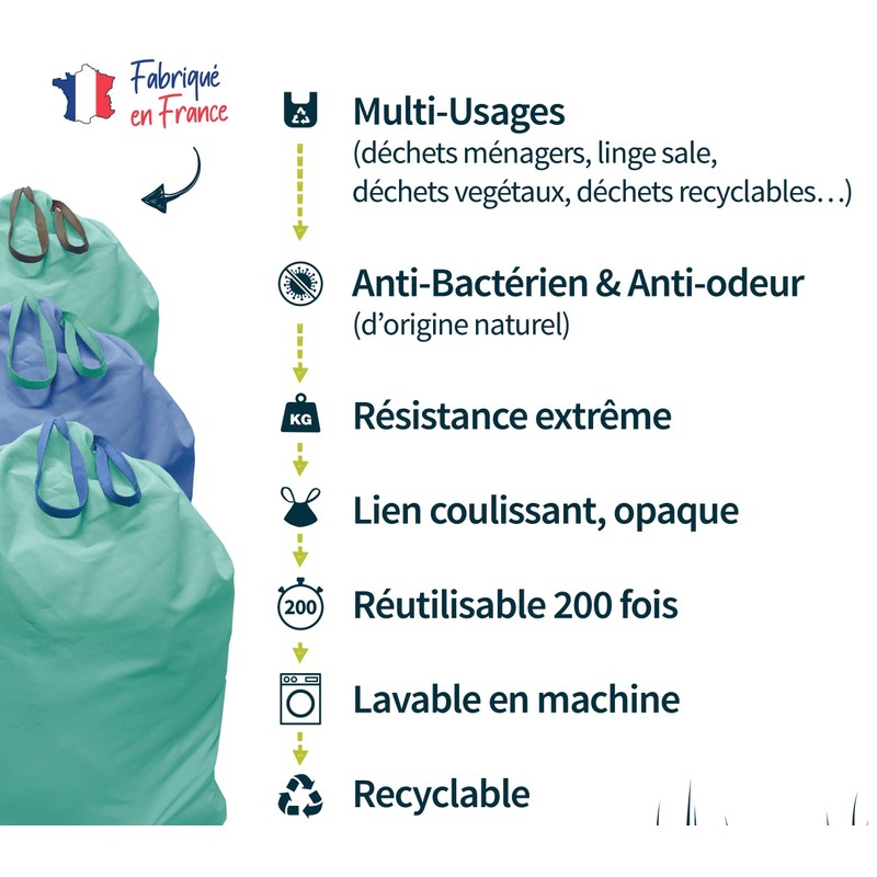 NATUR&CO Reusable 15 L Multi-Purpose Zero Plastic Bin Bag, Ultra