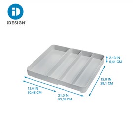iDesign Eco Recycled Plastic Expandable Drawer Organizer Utensil Tray, Gray